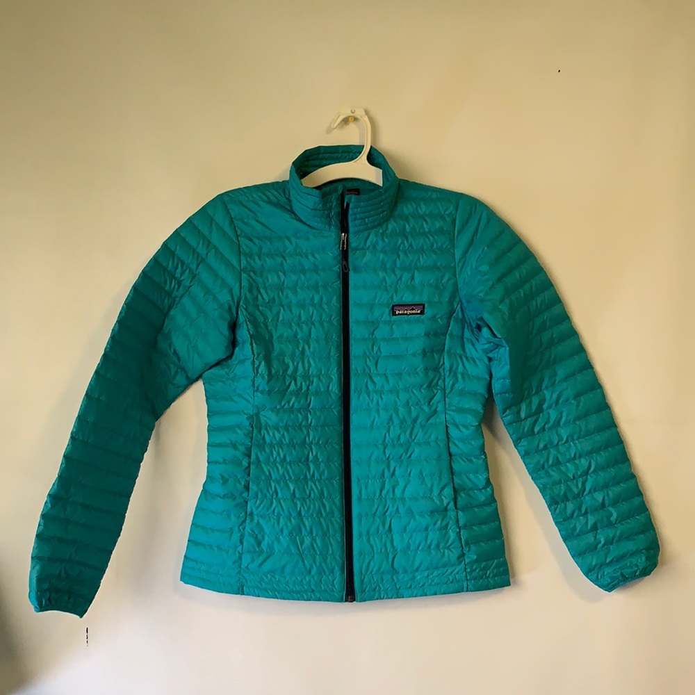 Patagonia Women’s Down Shirt Jacket Teal Blue Coat